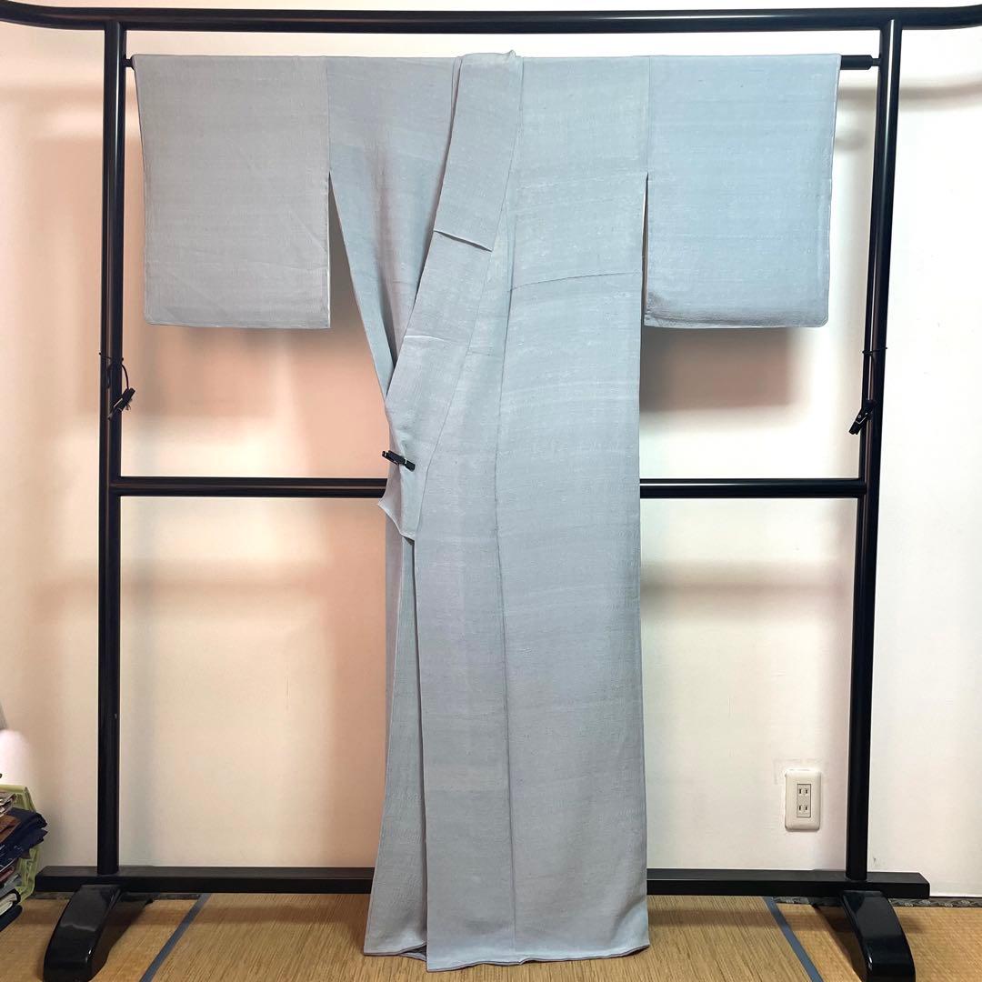 ［ 紬/色無地 ］生紬　袷　正絹　水色　縮緬　ちりめん　人気色　仕付け糸付き