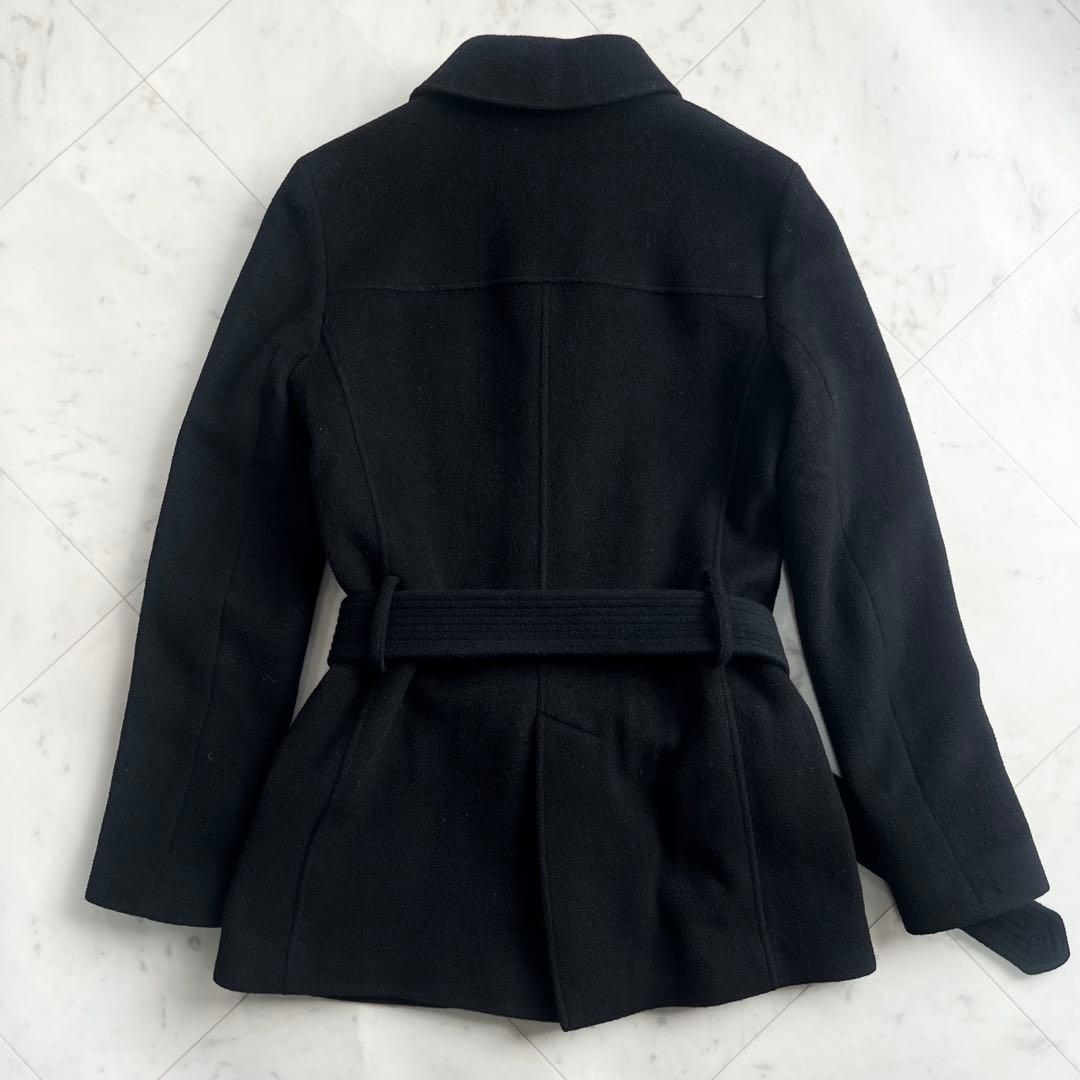 Theory セオリー カシミヤ ショート丈コート 黒 ベルト Aライン M
