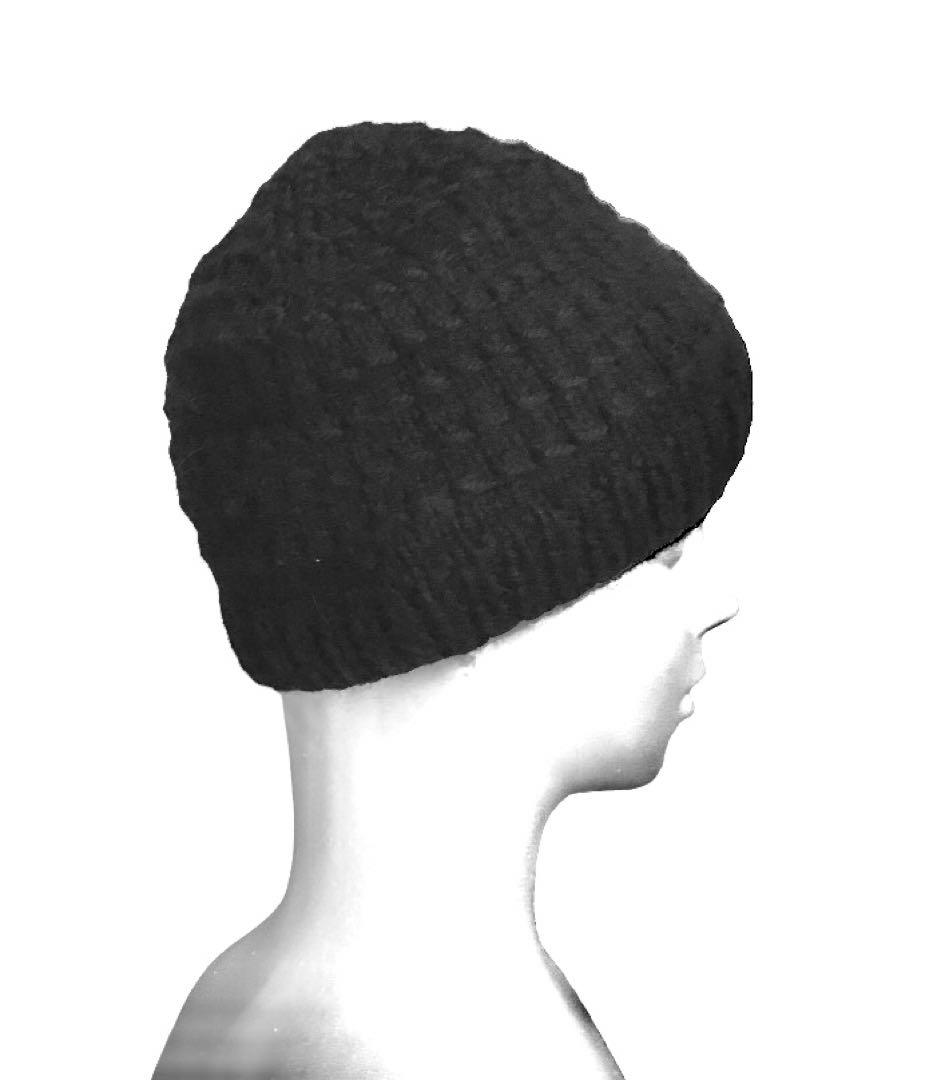 新品クロシェ編み鍵編みウールニット帽ブラック黒イスラーワッチ温かいユニセックス