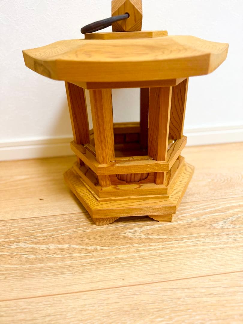 伝統工芸士 小南吉彦 作 春日杉 六角釣燈籠 吊行灯 高34cm