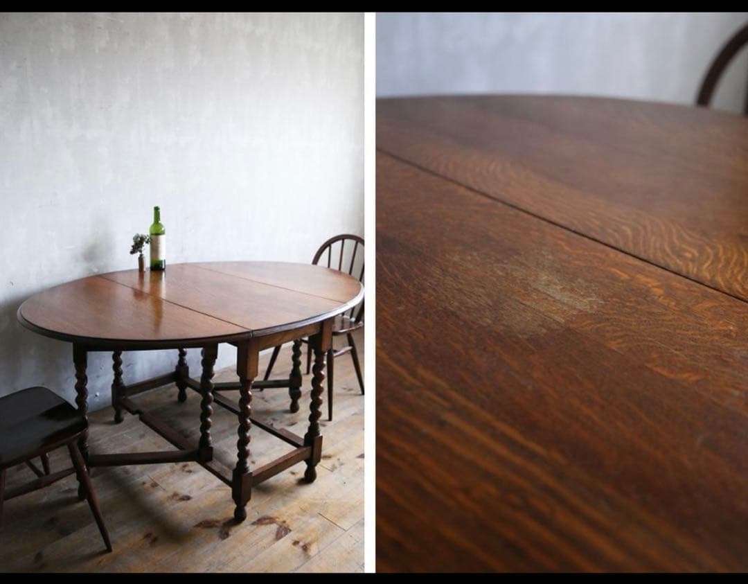 イギリスアンティーク古木ゲートレッグテーブル/木製バタフライ机