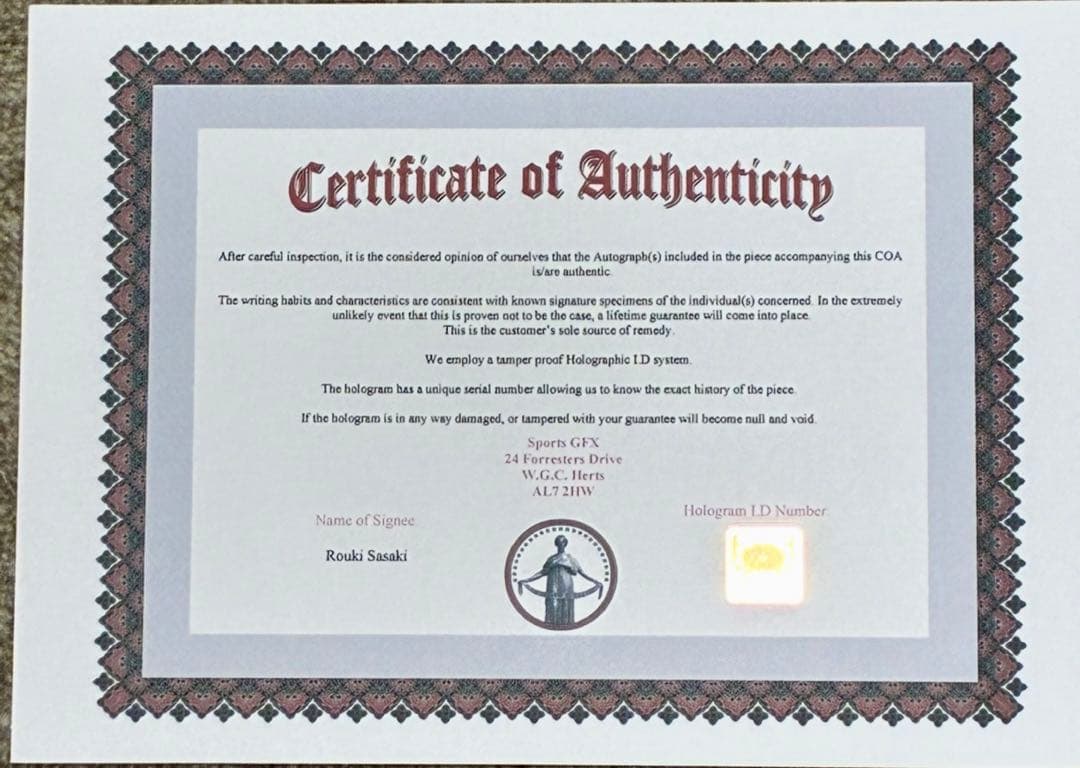 n*n様 特別SALE！新品未使用！佐々木朗希　　　　　　直筆サイン入フォト保証