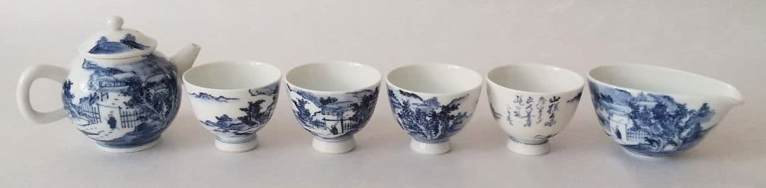 京焼茶器セット 平安竹泉 特注黒檀手作り盆付き