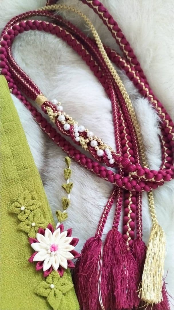 振袖フルセット　成人式前撮り卒業式　紺色桜菊牡丹鞠古典柄　振袖一式　正絹