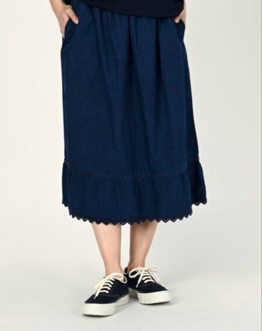 45R 平×ガーゼ二重織りのペチスカート　インディゴ重