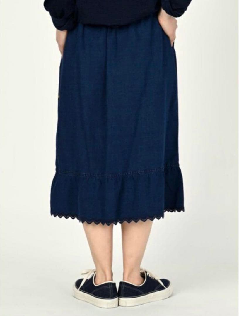 45R 平×ガーゼ二重織りのペチスカート　インディゴ重