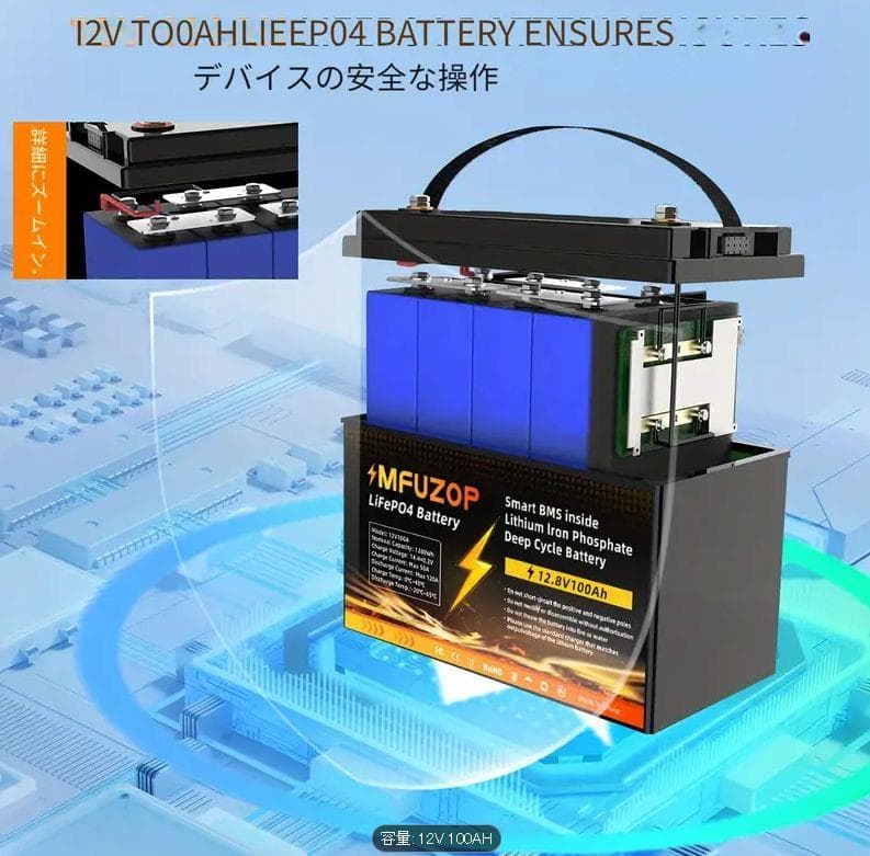 0811 リン酸鉄リチウムイオンバッテリー 12v 100ah 1280Wh 3
