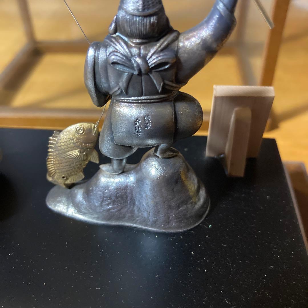 霹*！様 【縁起物・開運】大黒天　恵比寿　武比古作　純銀　工芸品　置物
