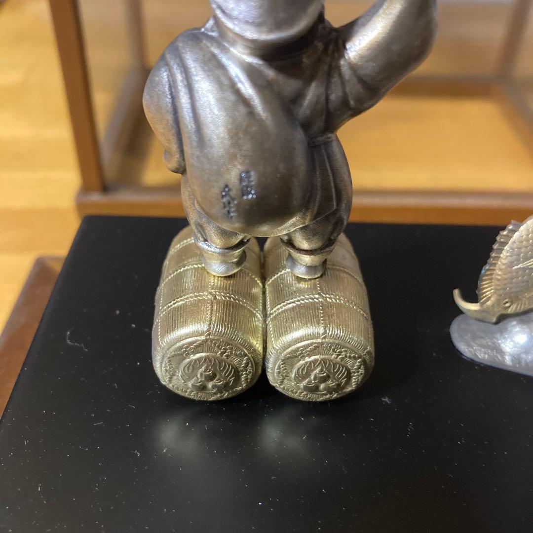 霹*！様 【縁起物・開運】大黒天　恵比寿　武比古作　純銀　工芸品　置物