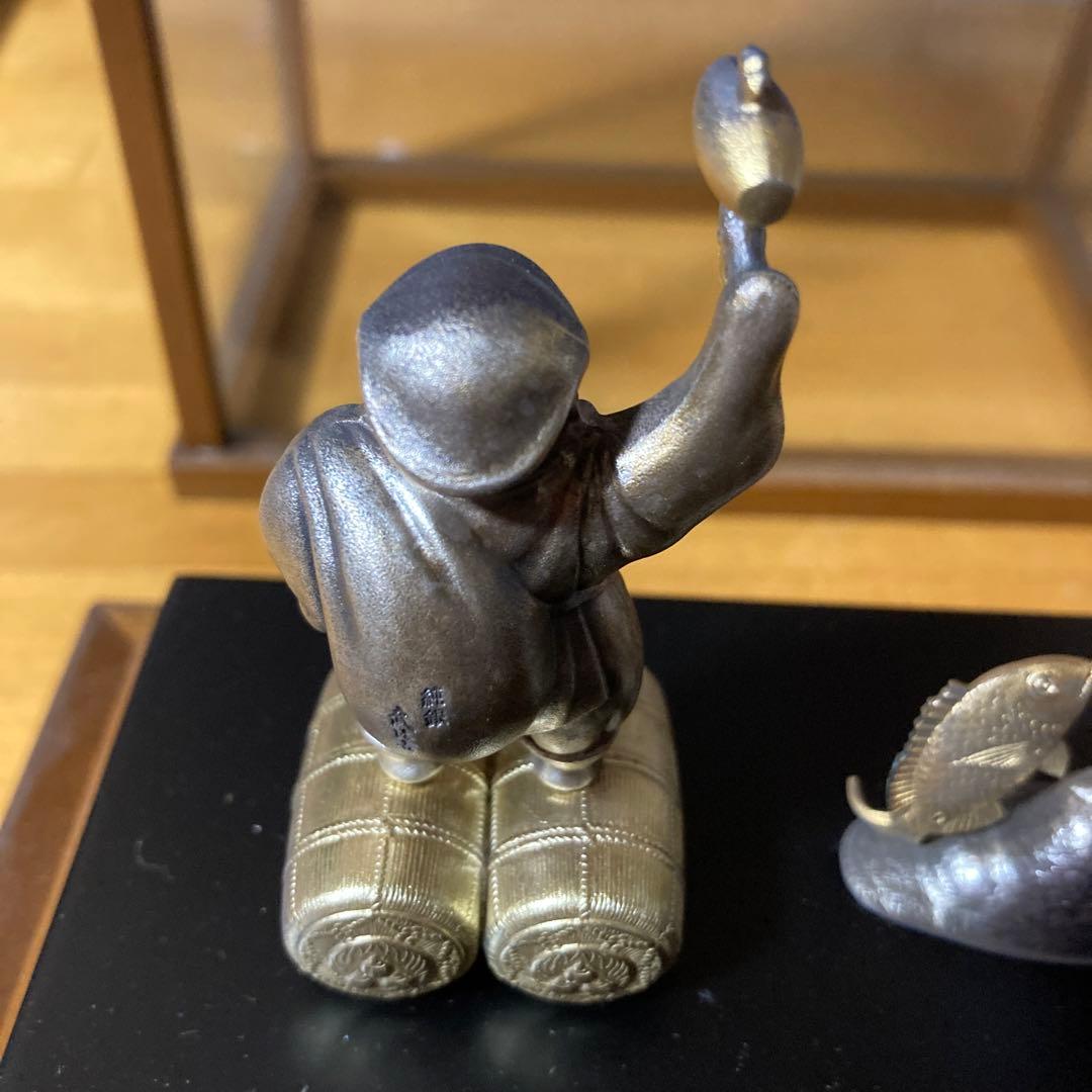 霹*！様 【縁起物・開運】大黒天　恵比寿　武比古作　純銀　工芸品　置物