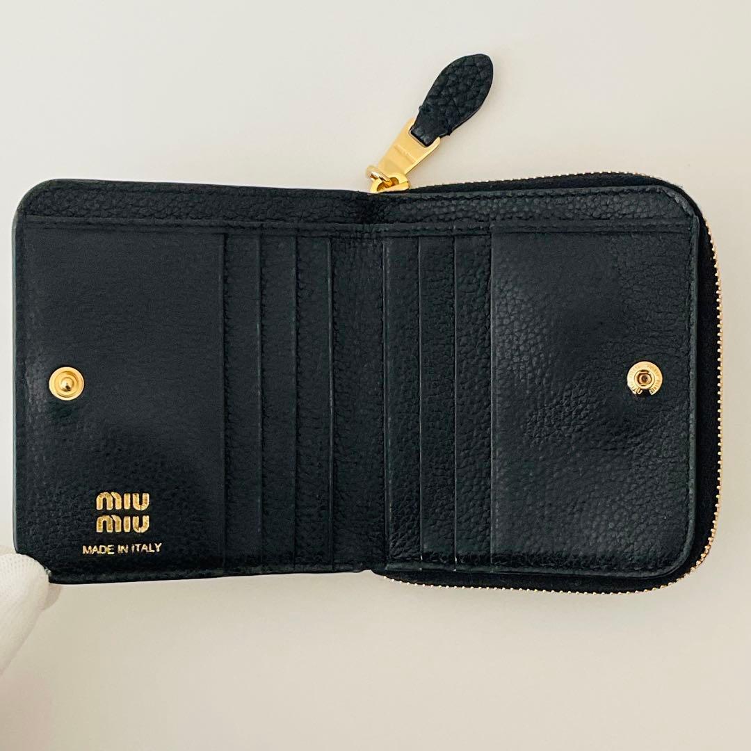 MIU MIU ミュウミュウ レザー 2つ折り財布 ブラック