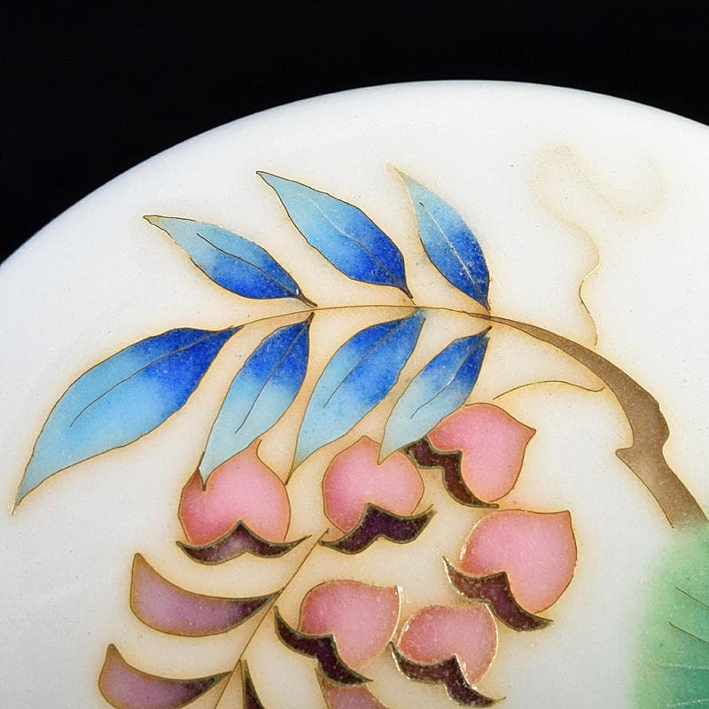 七宝焼　安藤七宝店　藤松紋　盒子蓋物　共箱　M　R7693