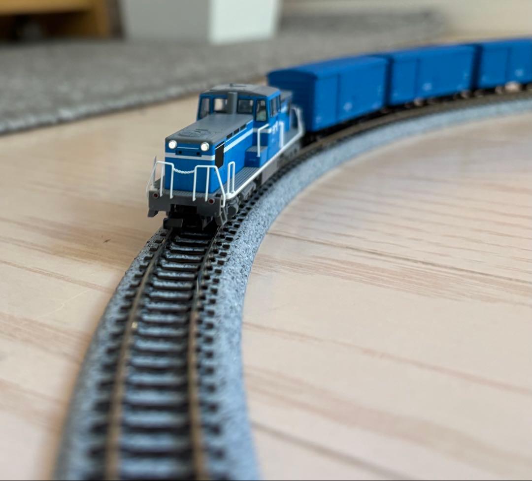 Nゲージ鉄道模型 青い貨物列車セット（ディーゼル機関車＆貨車14両）