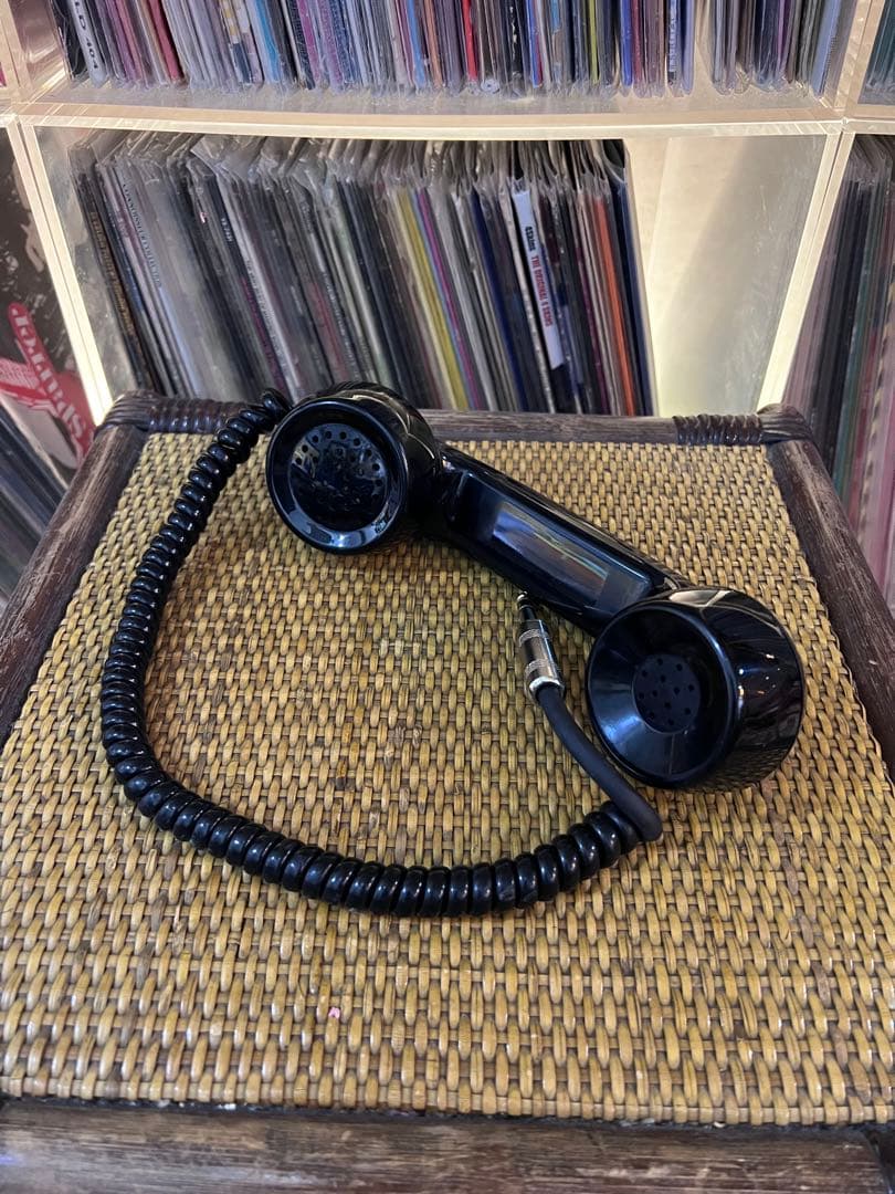 ダイヤル式電話　受話器 ヘッドセット 黒色　DJ ヘッドフォン ヘッドホン　昭和