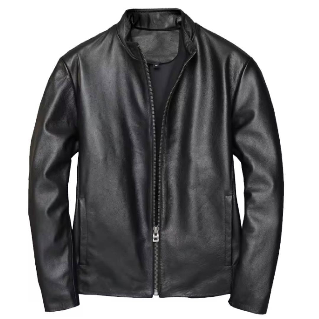 【新品未使用】本革 牛革 レザー シングルライダースジャケット Mサイズ