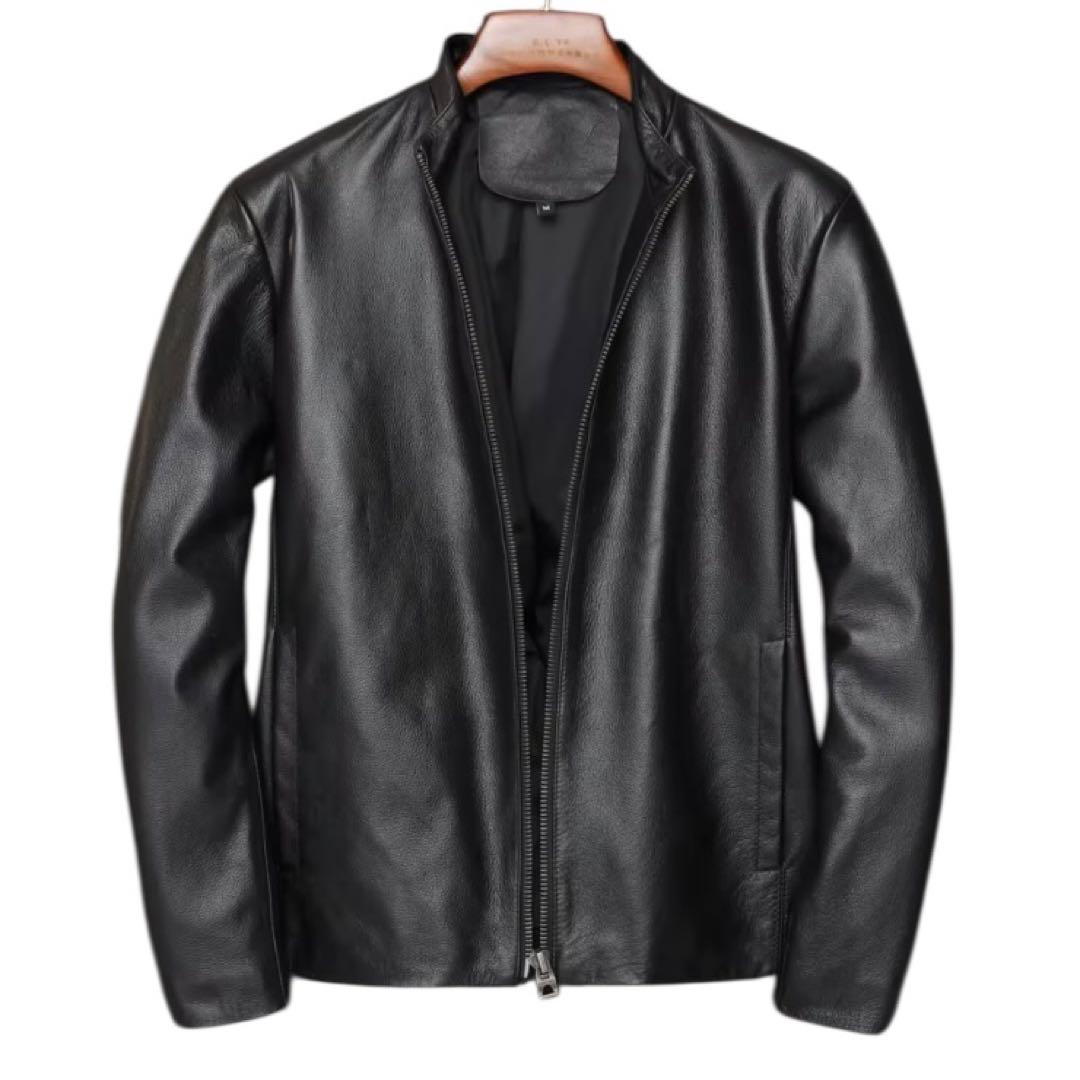 【新品未使用】本革 牛革 レザー シングルライダースジャケット Mサイズ