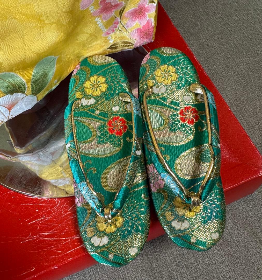 7歳七五三セット　黄色系着物　草履バッグ付き