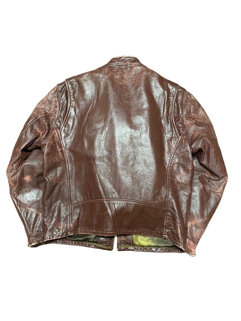 襤褸 60s70s USA製 TALONジップ レザー ジャケット ブラウンXL