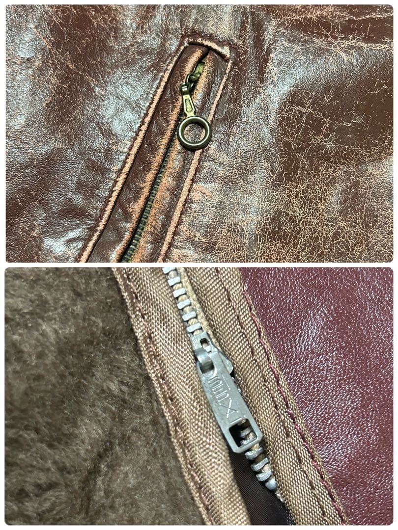 襤褸 60s70s USA製 TALONジップ レザー ジャケット ブラウンXL