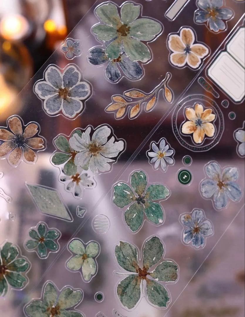 PET 青书 ダイカット加工 6.5cm×6m 海外マステ　花