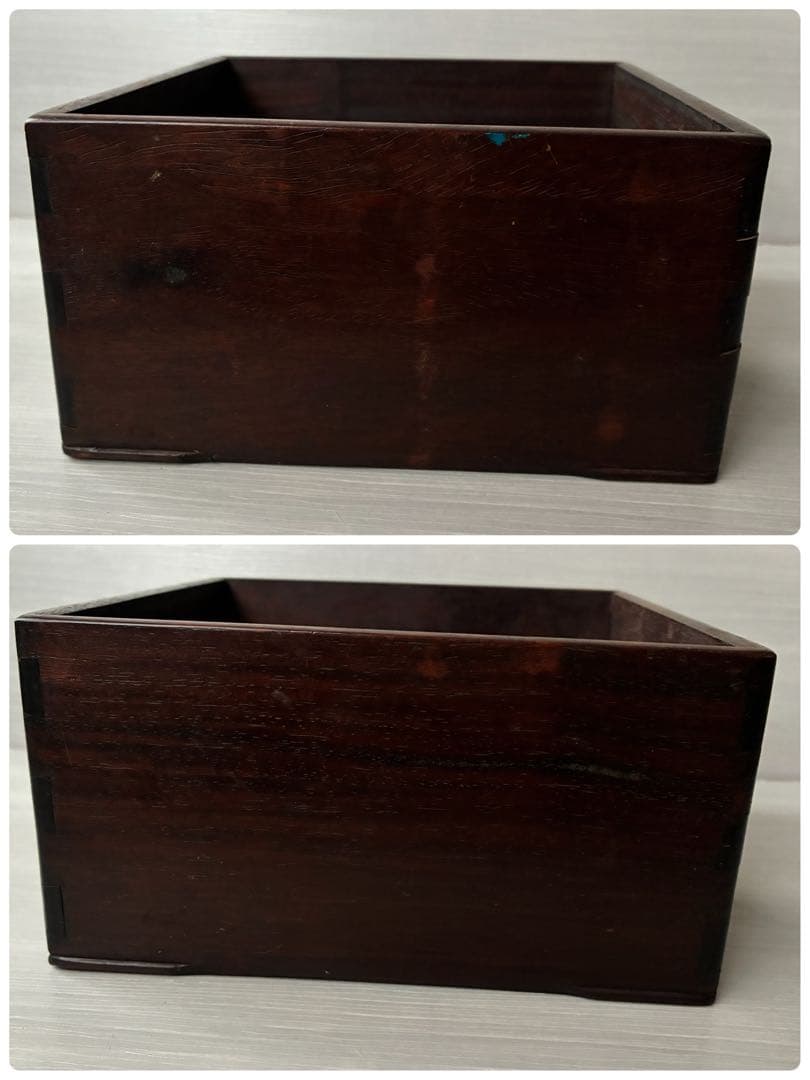 煙草盆　茶道具　九谷焼　陶器　角福　青手　灰入れ　竹灰吹　木箱　年代物　古道具