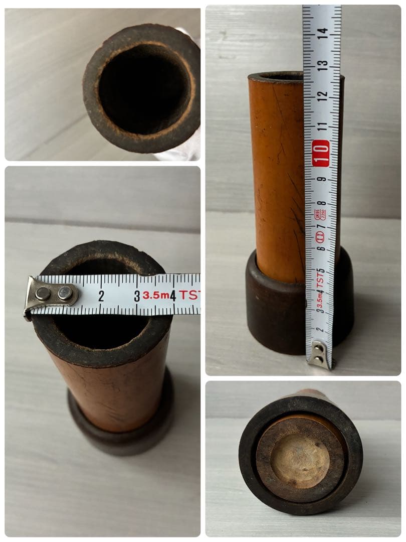 煙草盆　茶道具　九谷焼　陶器　角福　青手　灰入れ　竹灰吹　木箱　年代物　古道具