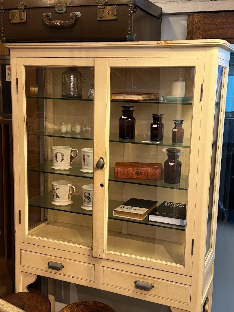ケビント ドクターキャビネット ガラスショーケース アンティーク 医療棚 レトロ