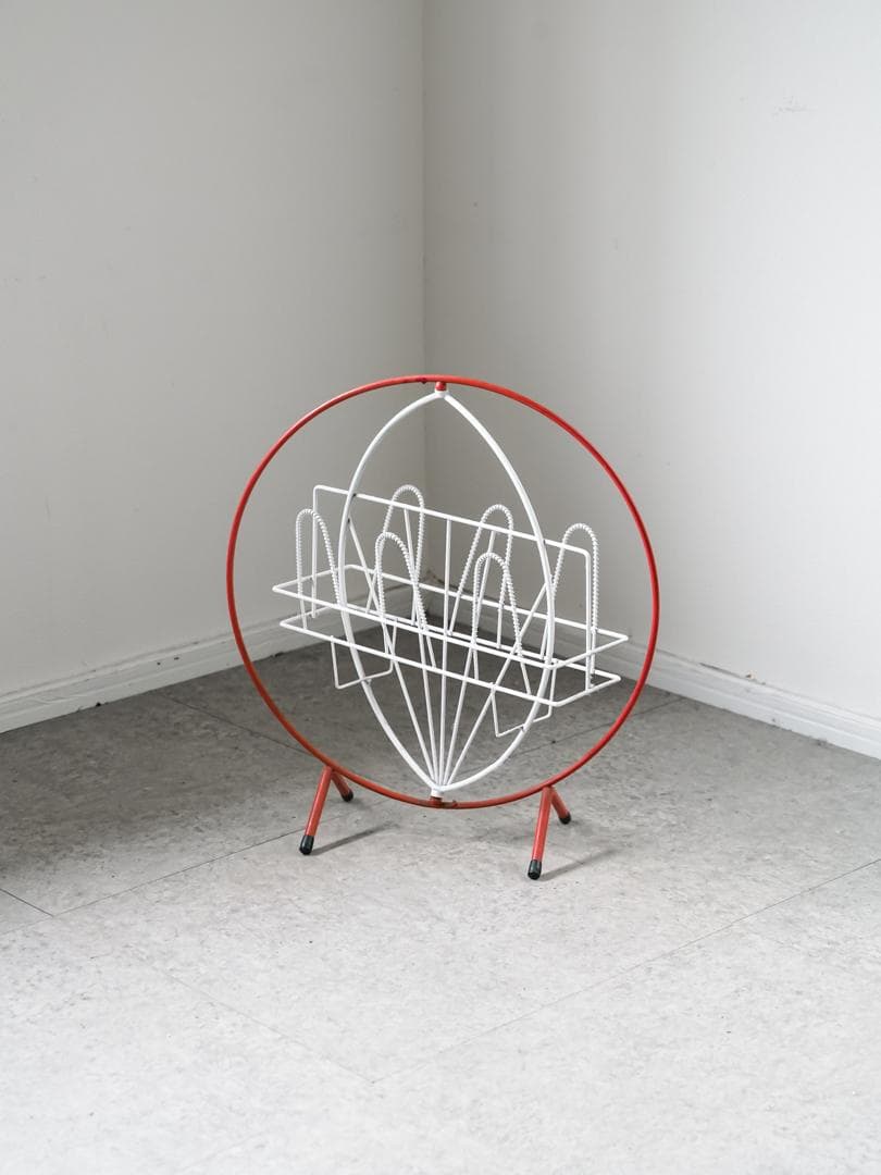 vintage アイアン 回転マガジンラック スペースエイジ・ポストモダン