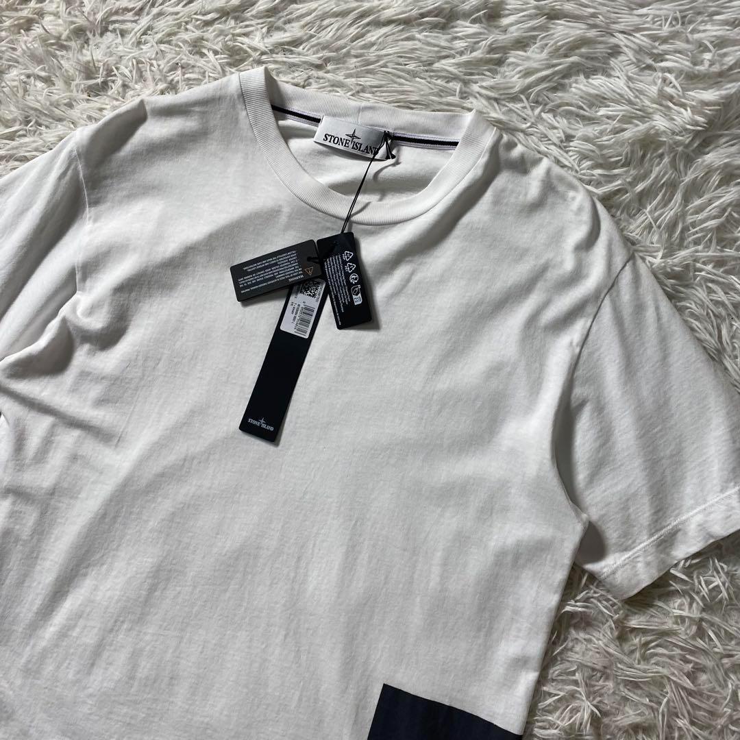 【新品未使用】ストーンアイランド　Tシャツ　プリント　ボックスロゴ　タグ付き　L