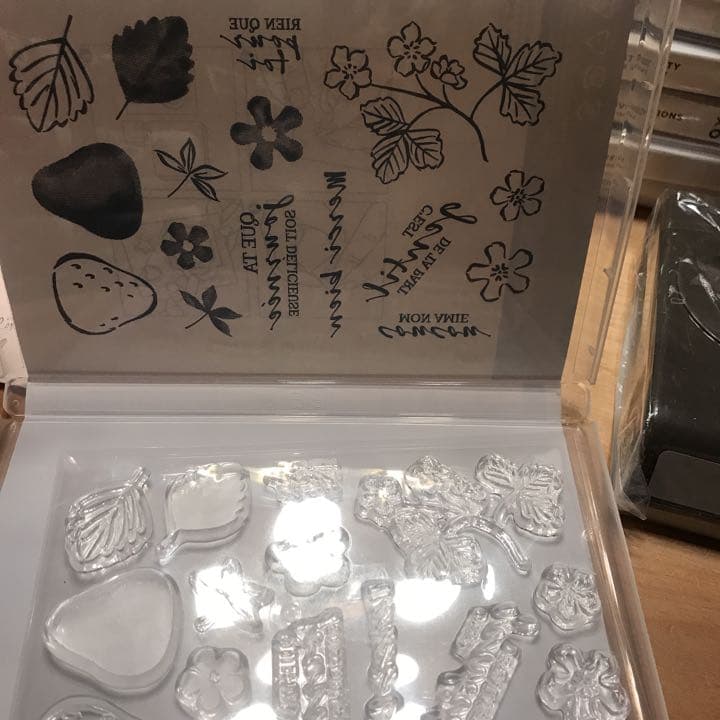 一点限り♡未使用　スタンピンアップ　お洒落なフランス語　いちごのスタンプとパンチ