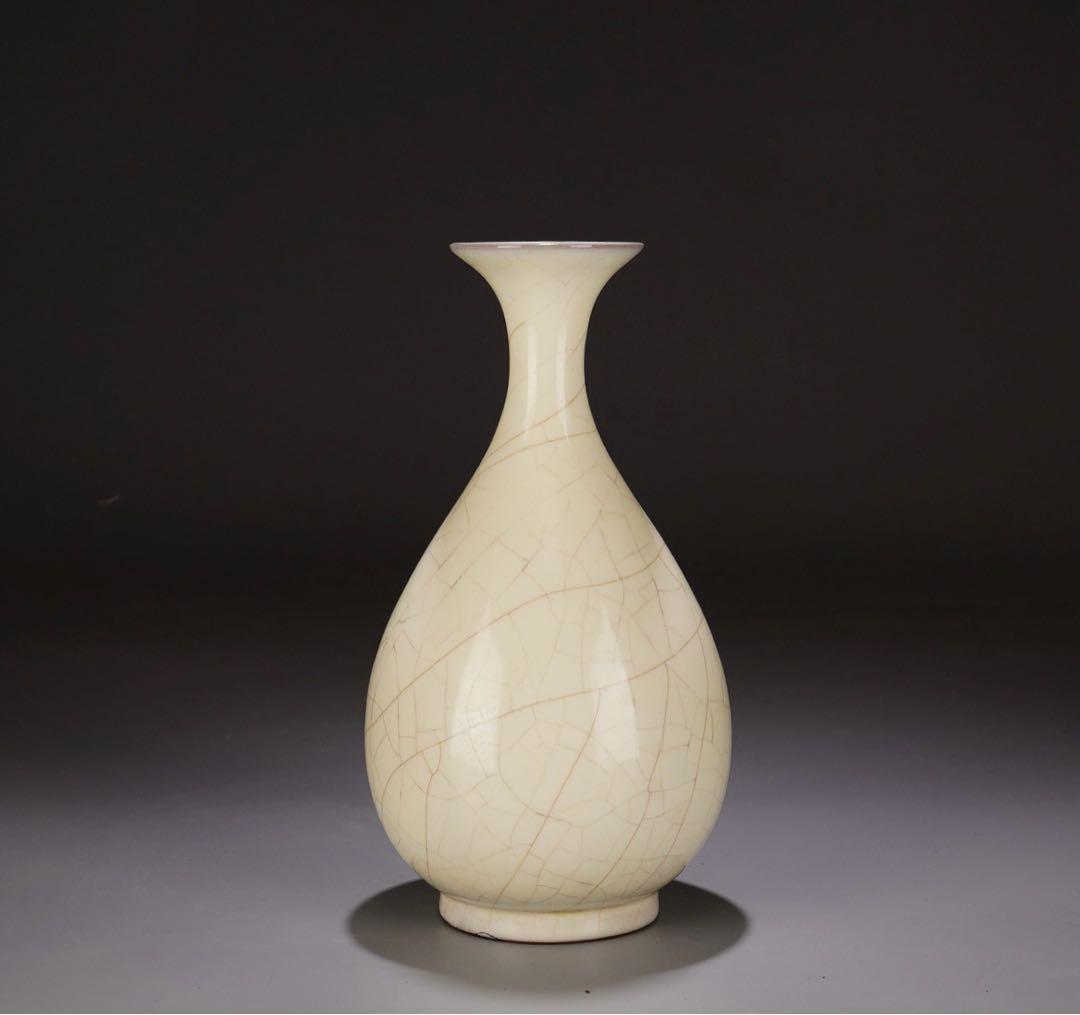 旧蔵　中国古美術　名窯 宋時代　月白釉玉壺 春瓶　貫入 景仁宫　文房具　時代物