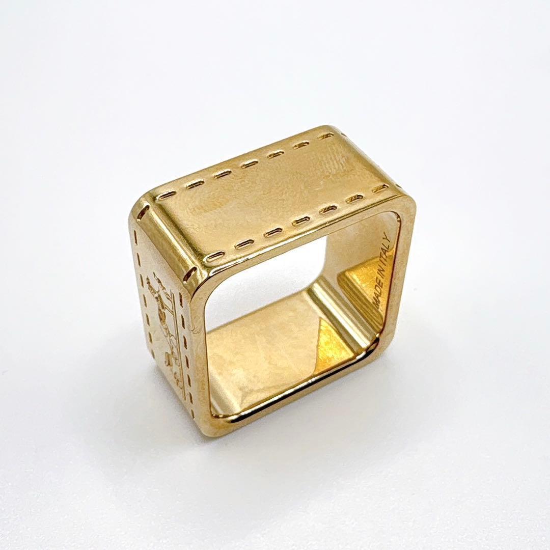 エルメス HERMES ボルデュック　スカーフリング 馬車スクエア ゴールド