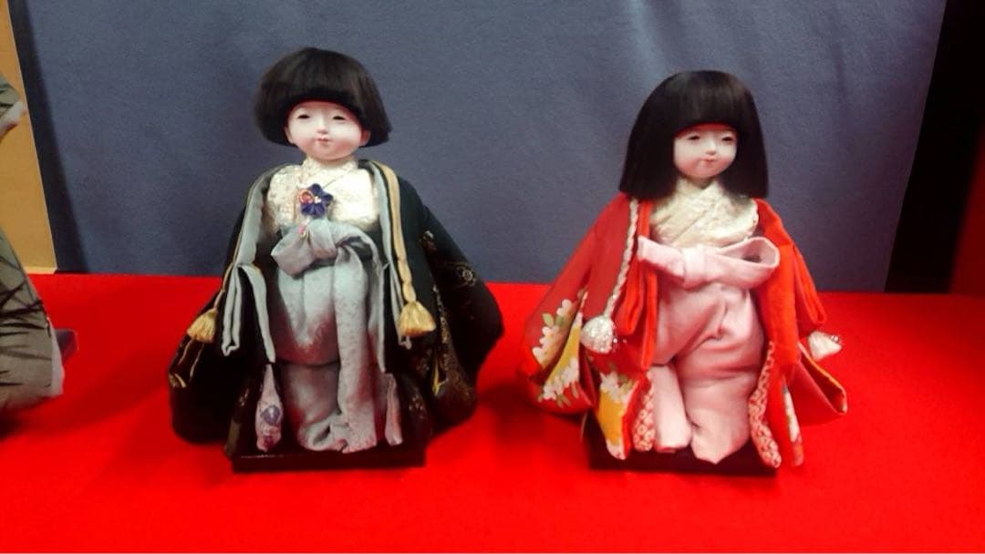 市松人形 久楽朋　ペア　赤と黒
