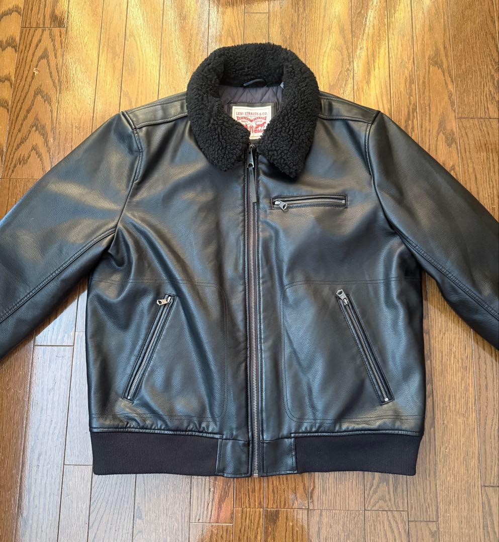Levi'sレザー ボンバージャケット ブラック メンズ
