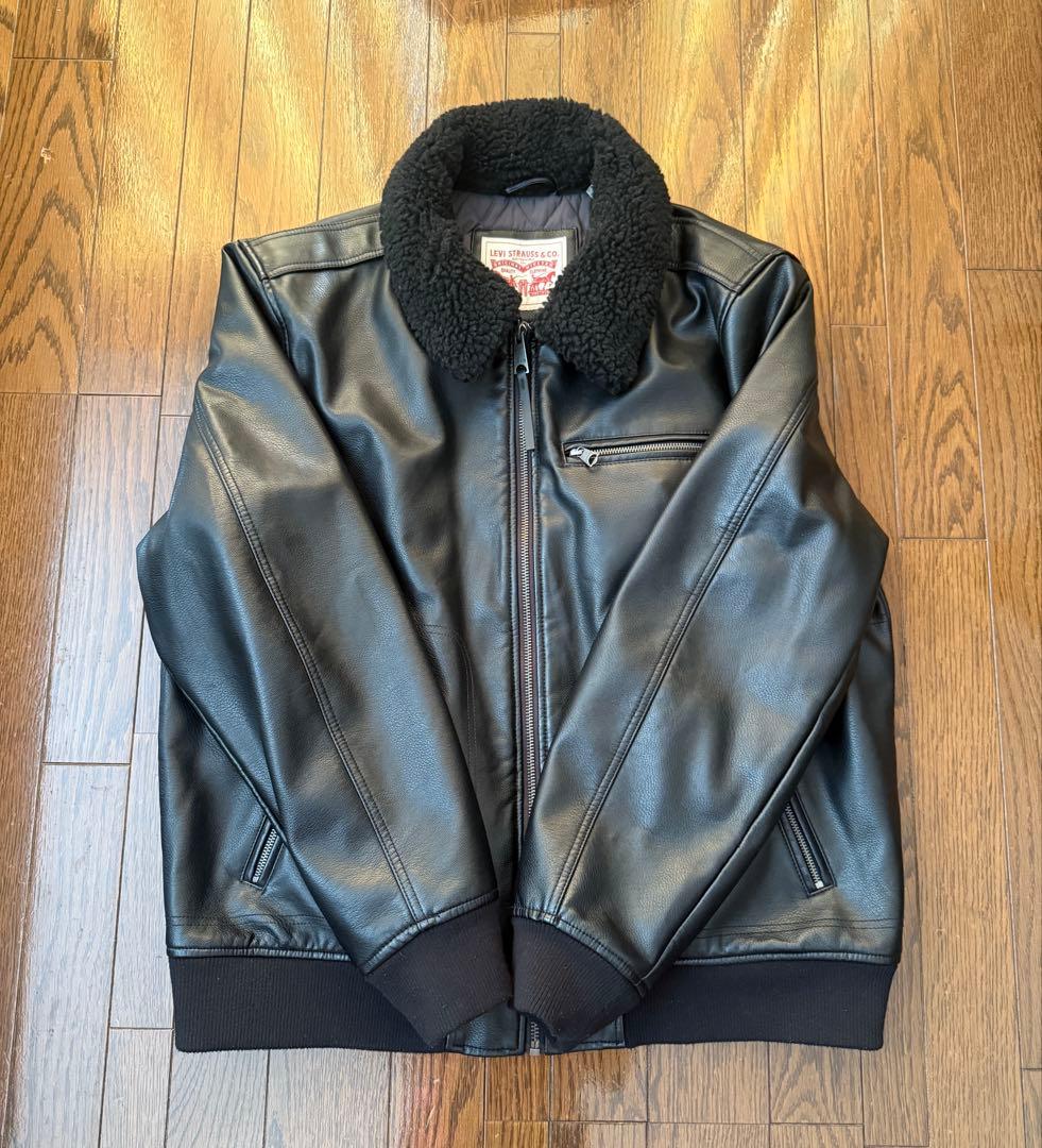 Levi'sレザー ボンバージャケット ブラック メンズ