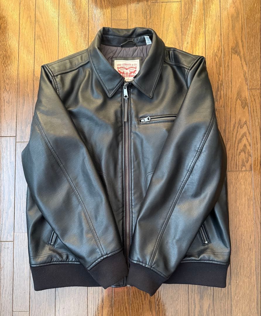 Levi'sレザー ボンバージャケット ブラック メンズ