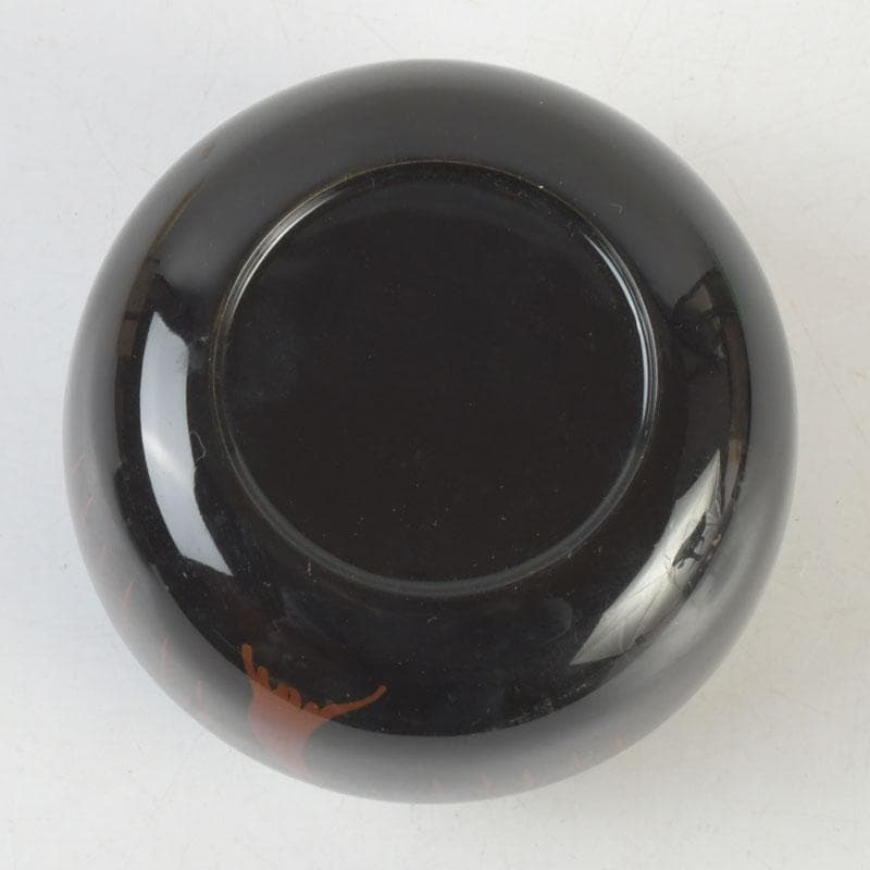 茶道具　越前塗師　中出松峰作　八雲塗　柳蒔絵　平棗　共箱　V　9643