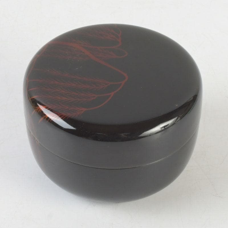 茶道具　越前塗師　中出松峰作　八雲塗　柳蒔絵　平棗　共箱　V　9643