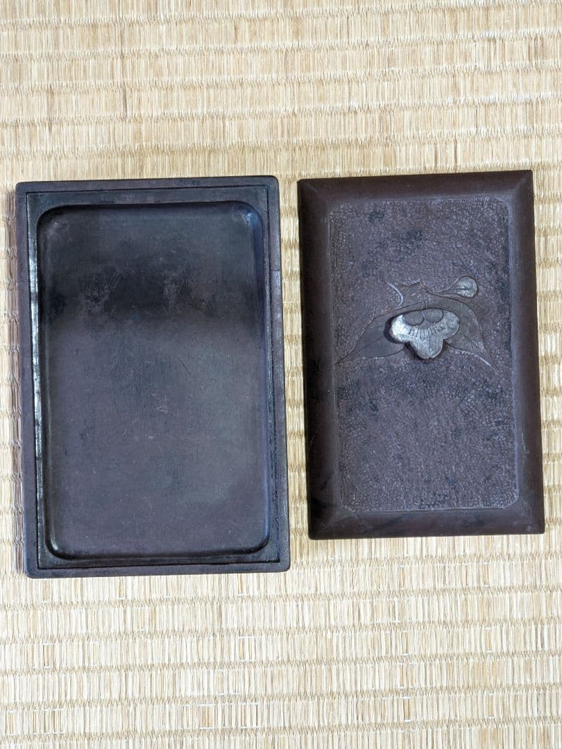 ♦赤間硯 赤間石蓋付き 文房四宝 書道具 コレクション 山口県伝統工芸品 骨董品
