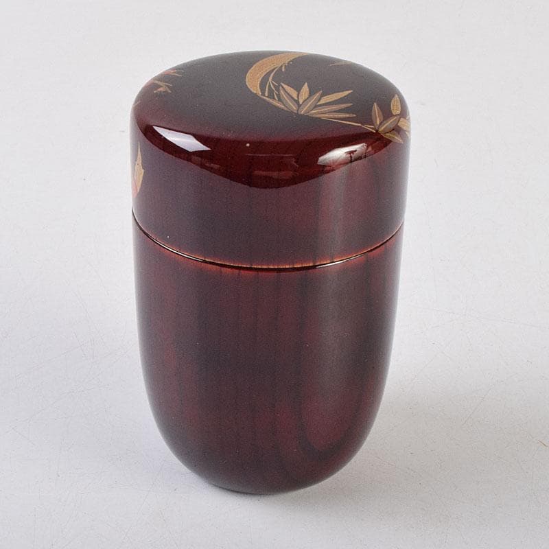 茶道具　輪島塗　蒔絵師　北浜宗貴作　﨔目すり　花丸文　長棗　共箱　M　R9323