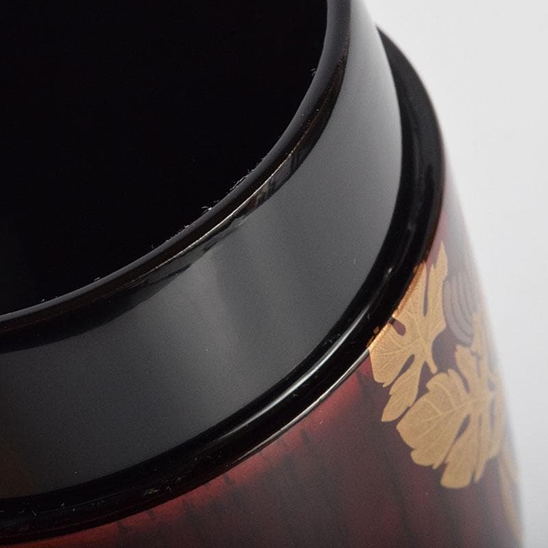 茶道具　輪島塗　蒔絵師　北浜宗貴作　﨔目すり　花丸文　長棗　共箱　M　R9323