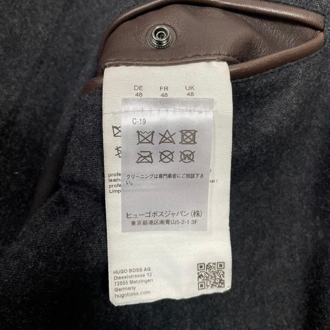 極美品 ヒューゴボス シングルライダースジャケット ブラウン 48 XL