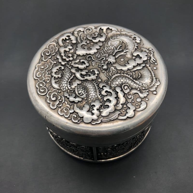 茶壺 双竜匣銅壺 銅器 茶道具 香道具 装飾品 工芸品 美術品 置物