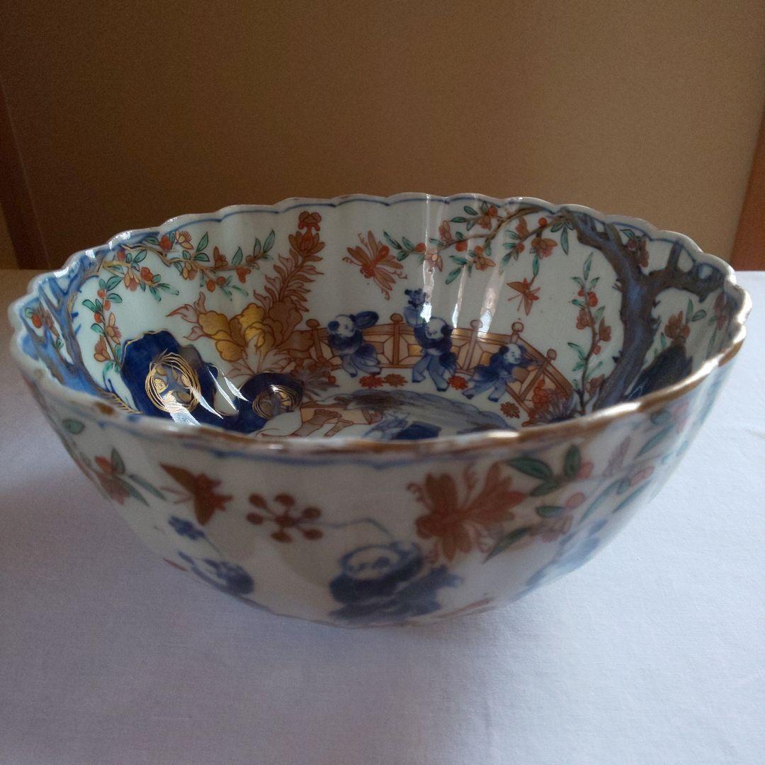 A 202 古伊万里 桜花唐子文色鉛筆鉢