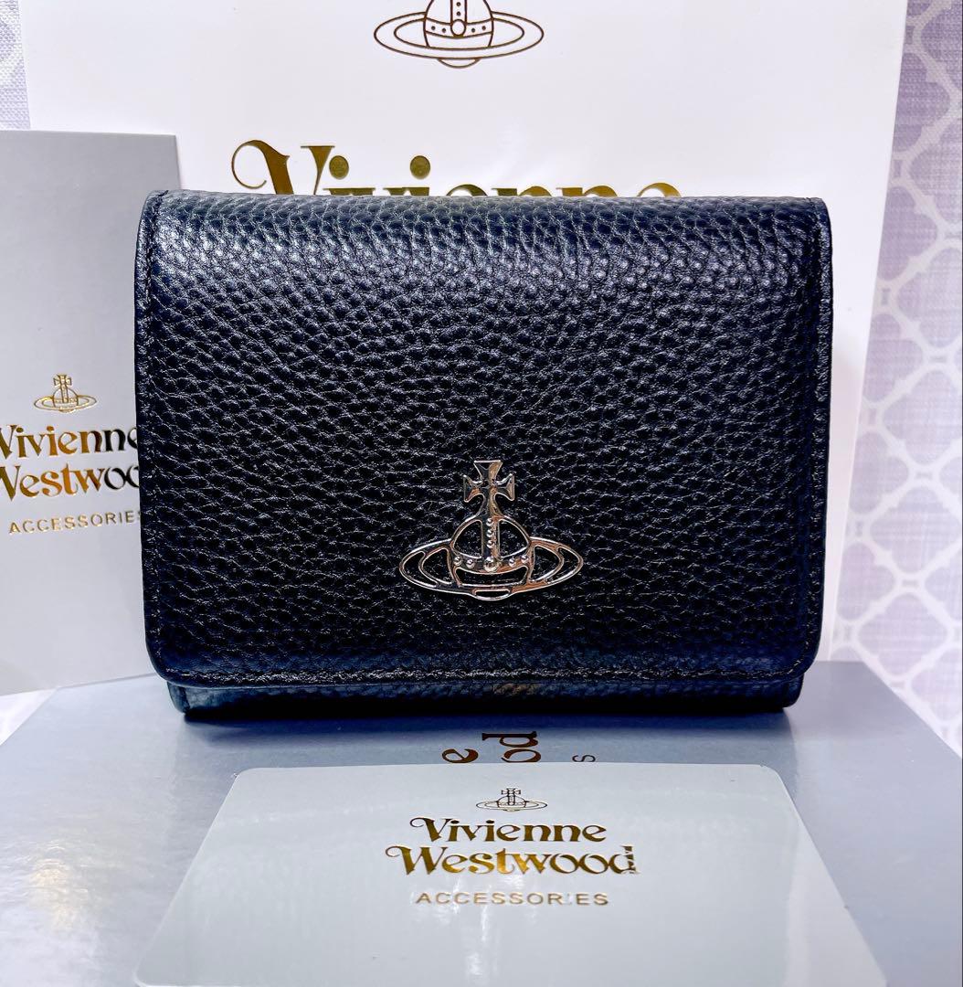 【最新✨️ショッパー付】新品 ヴィヴィアン・ウエストウッド　三折り財布 黒