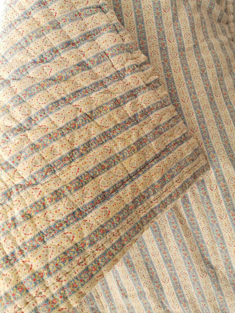 アンティーク両面フレンチファブリック プロヴァンスブティキルト 手縫い肉厚綿入り