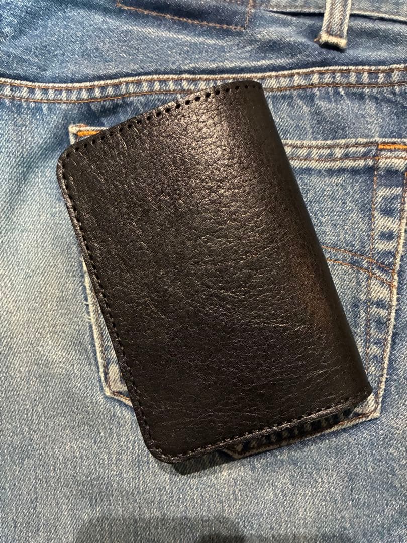 ミドル　トラッカーウォレット　シュリンクレザー　シルバー925 アイアンクロス