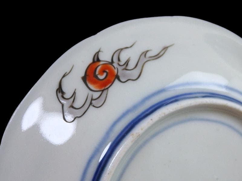 古伊万里　金襴手　岩に花の図　４寸皿　５枚　D467AS-CVt