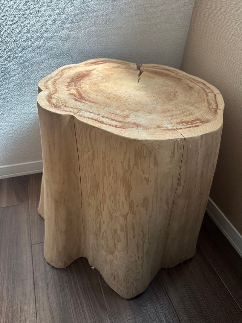 ヒノキ　ナチュラルウッド 切り株　スツール　テーブル　花台　インテリア　椅子