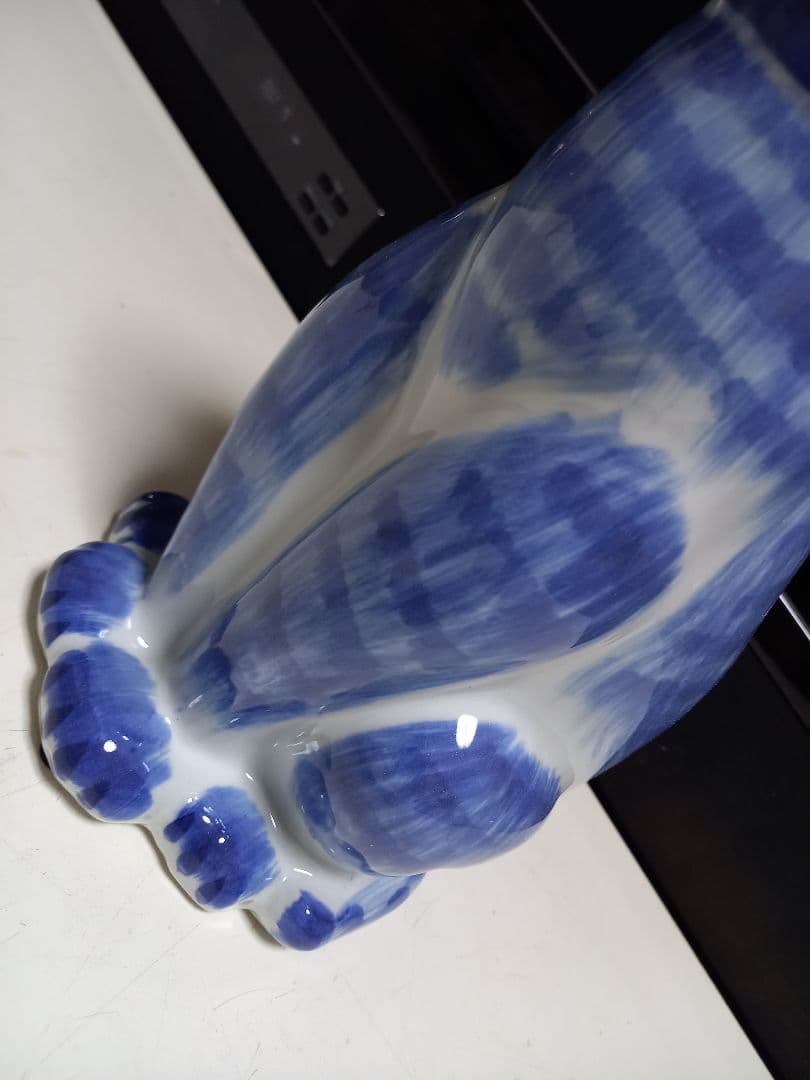 イタリア製　ビンテージ　陶器　手彩色　蝶ネクタイ　座り猫　オブジェ